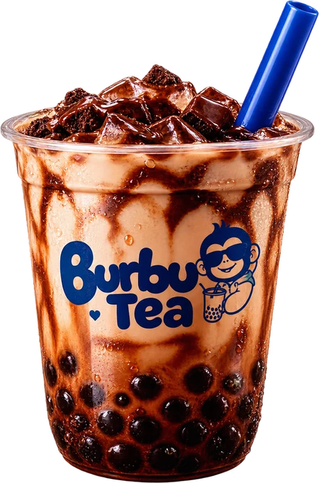 Bebida Rich de Burbu Tea con chocolate, brownie y perlas